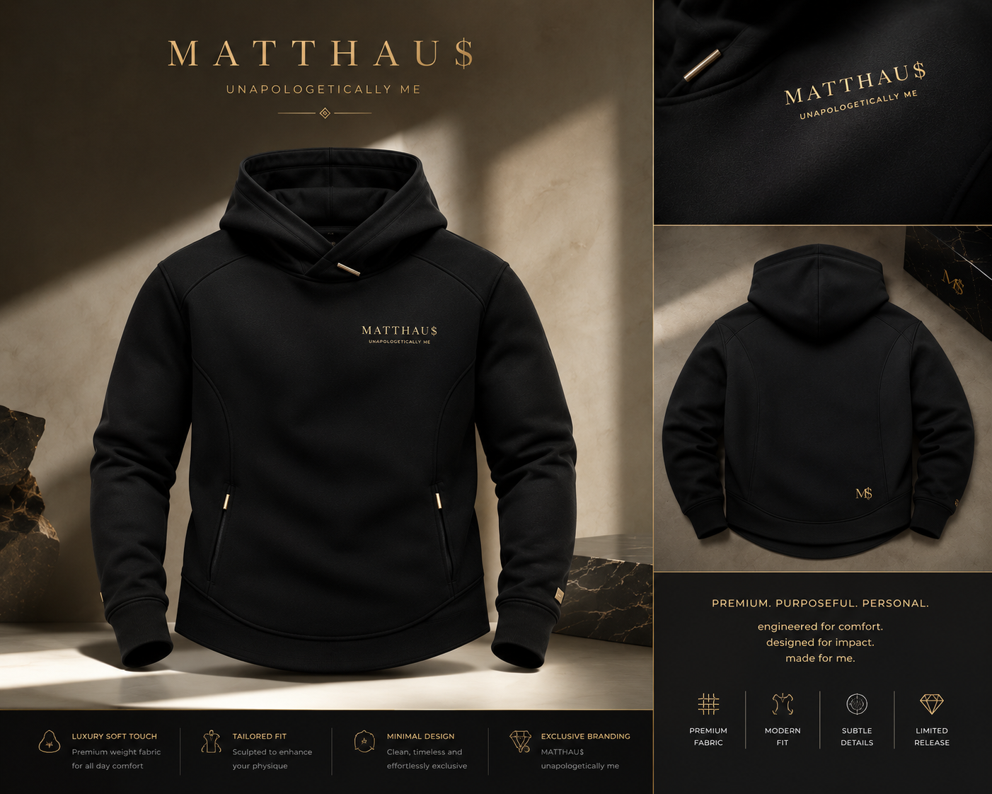 MATTHAU$ — “UNAPOLOGETICALLY ME” Luxury Hoodie